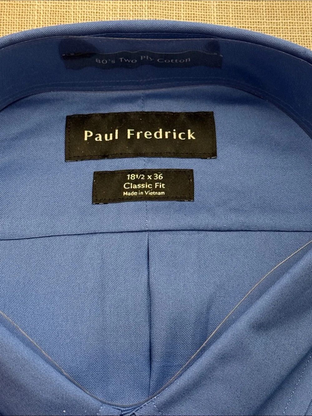 Paul Fredrick Classic Fit Mens 18.5x36 French Blue Cotton Pinpoint Collared New — image 3 of 8